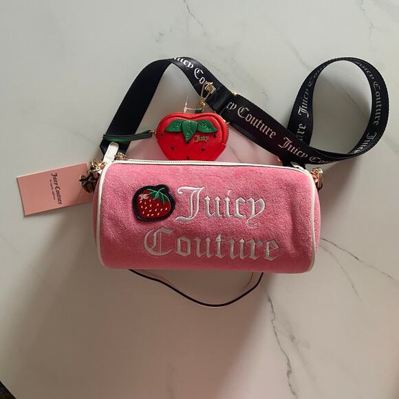 Juicy Couture Sweet N Juicy Apple Mini Barrel Bag w Strawberry Coin Pouch -- NWT - Picture 4 of 6